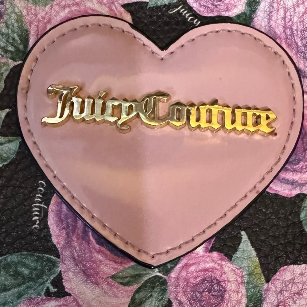 Juicy Couture Black & Pink Floral Long Crossbody Bag EUC
